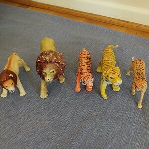 Jungle Animals: Lion, Jacquard, Tiger  Toy Hard Plastic PVC x 5 figures